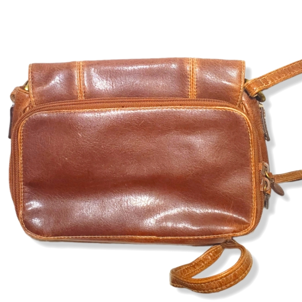 🍒5/$25🍒Vintage 90s Leather Brown & Tan Crossbody Bag